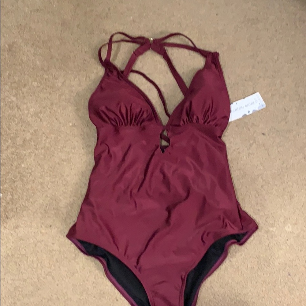 Maroon one piece swimsuit